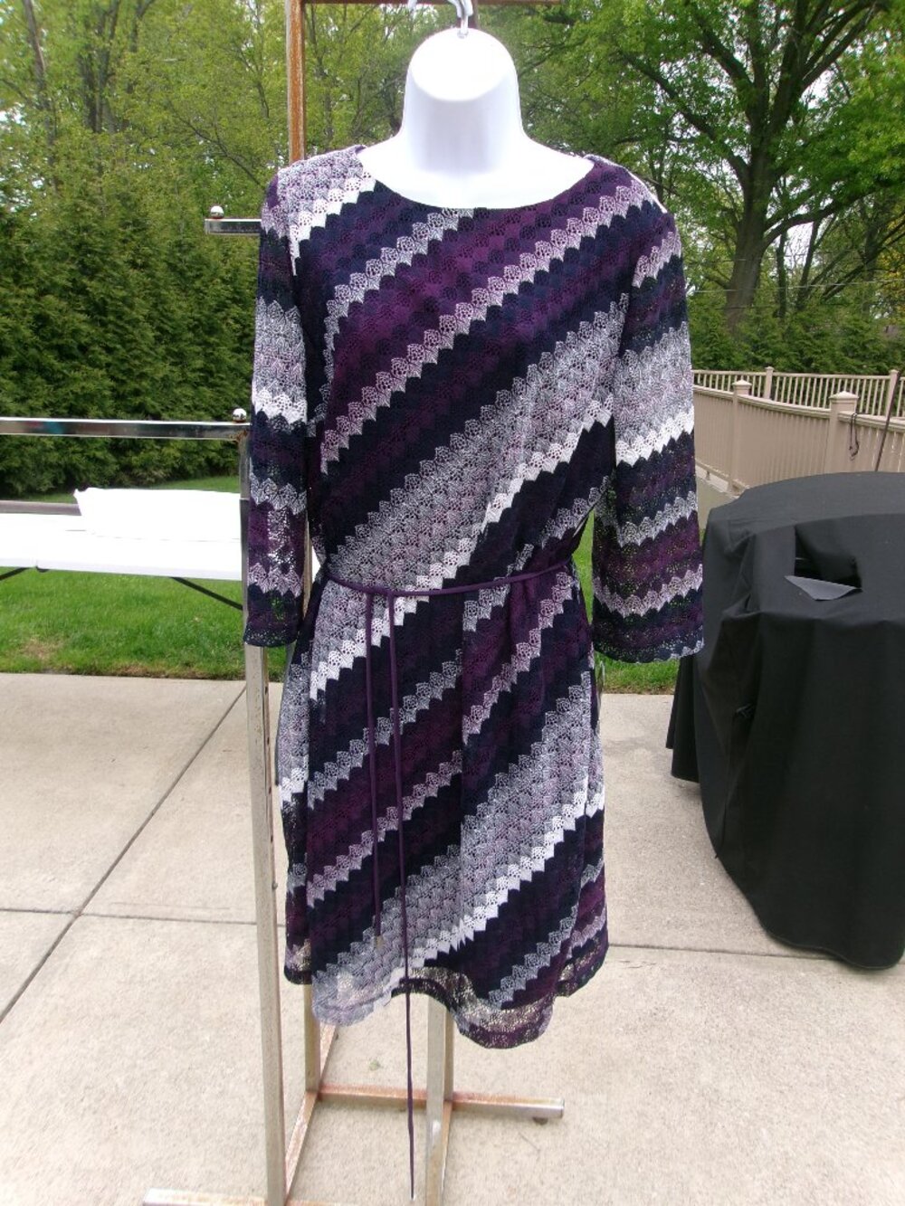 NWT STUDIO ONE PURPLE GRAY WHITE DRESS 18